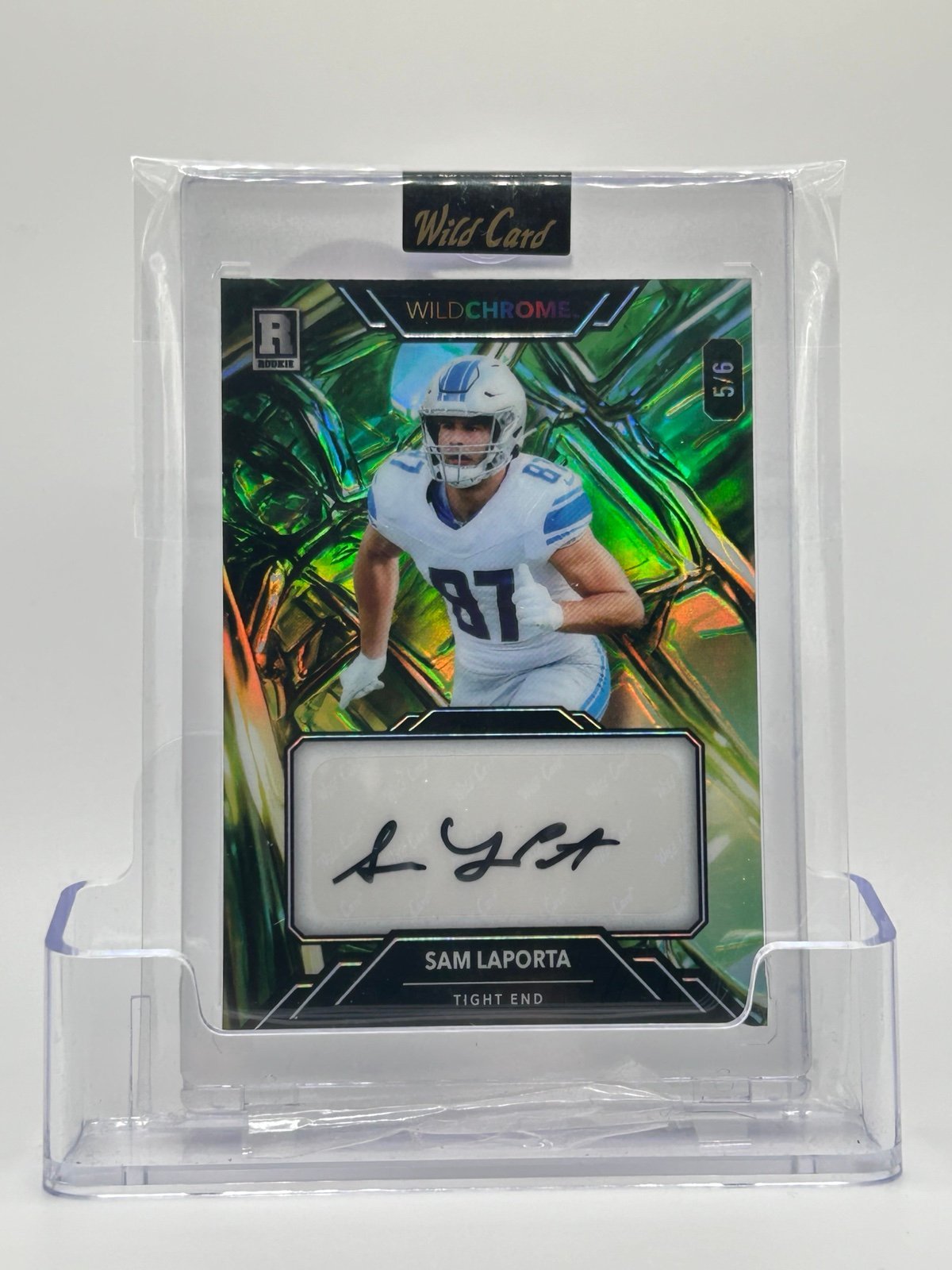 Sam La Porta Auto Card WildChrome Detroit Lions 5/6