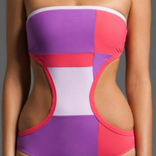 MARC JACOBS S SIMONE ONE PIECE MONOKINI PURPLE PINK SWIMSUIT S 142 NWT!