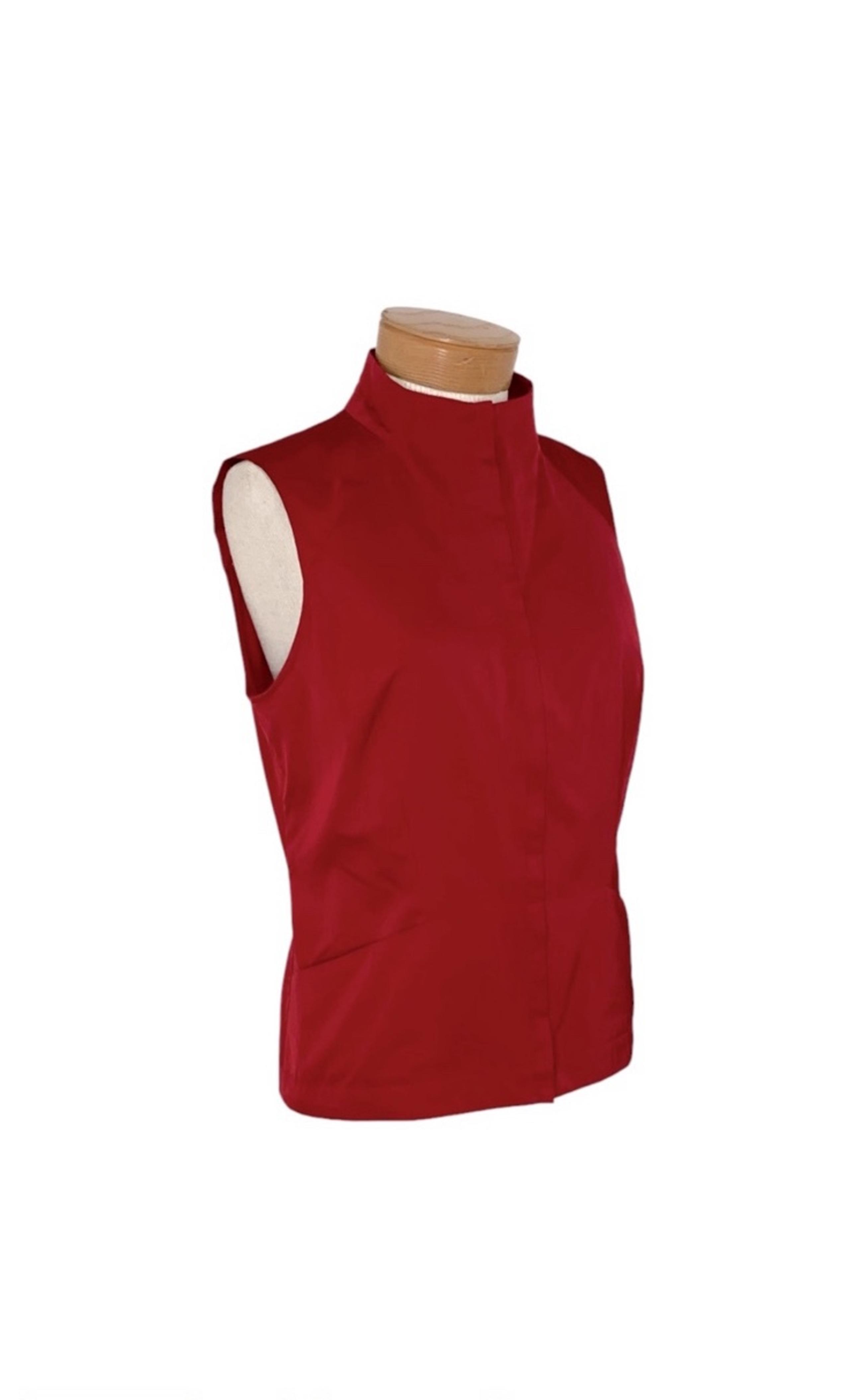 Lafayette 148 New York High Neck Zip Up Outerwear Vest Red Size Small