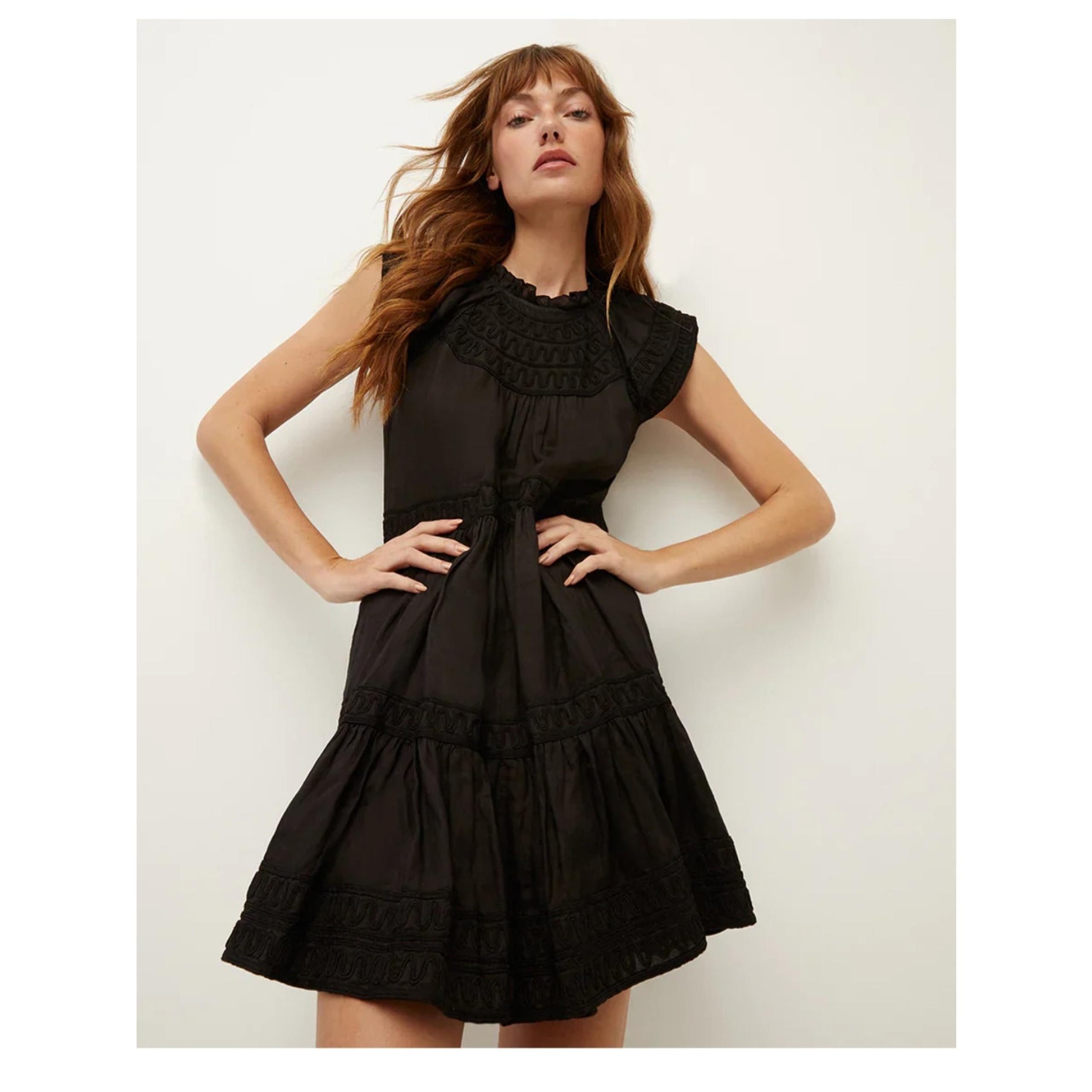Veronica Beard Keely Tiered Black Dress Size: 12