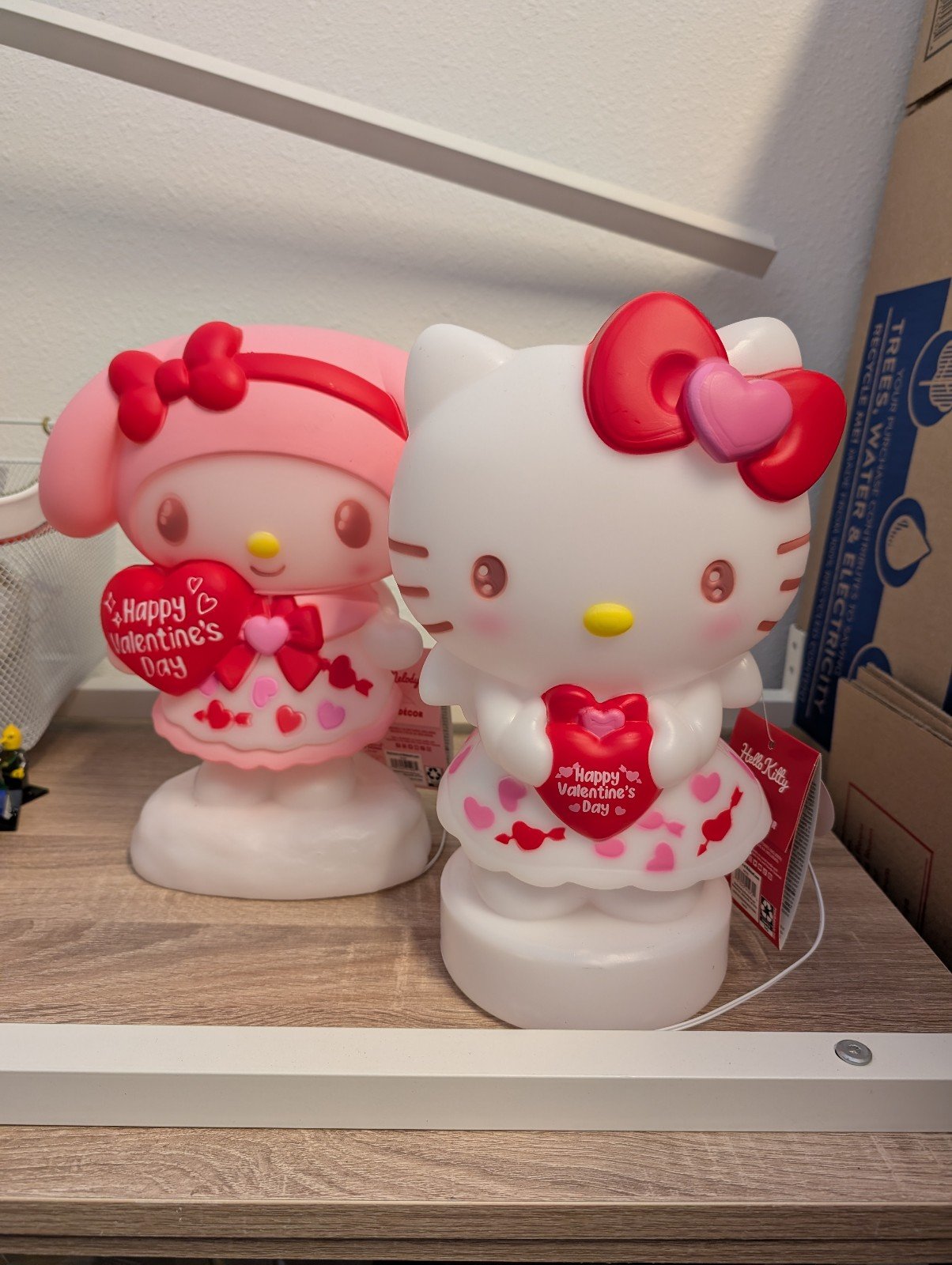 Hello Kitty Valentine Light Up Blow Mold Set of 2
