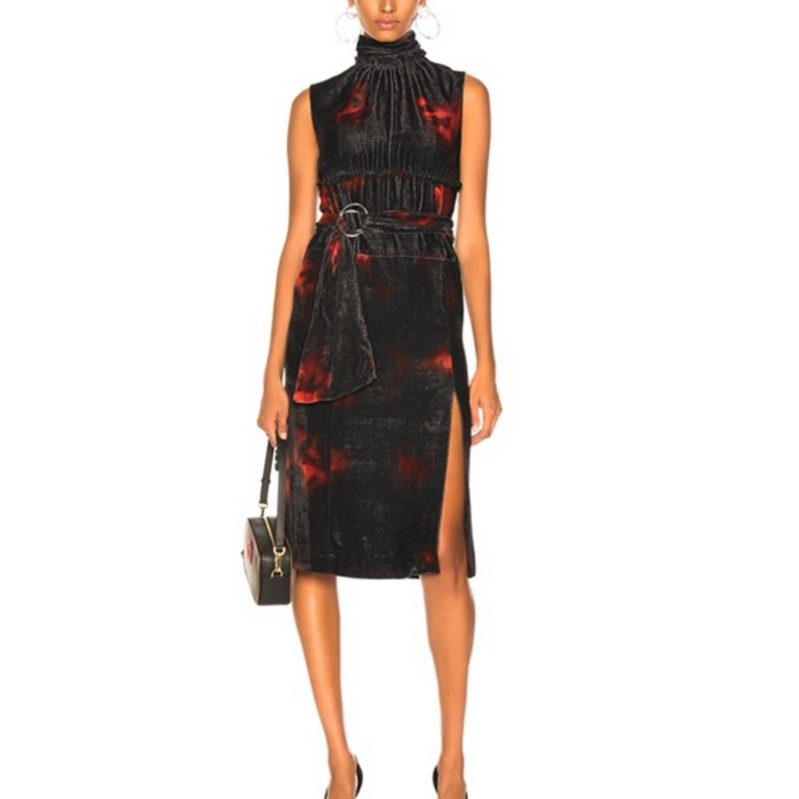 NWT ALTUZARRA Indira Velvet Dress in Electric Orange 46 XL