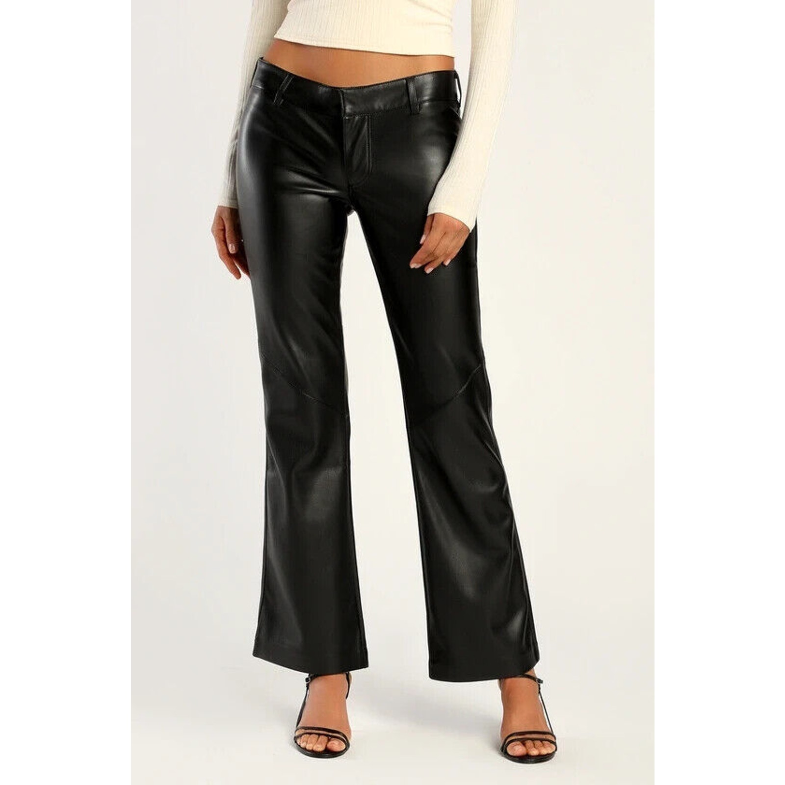 Free People NWOT Love Language Vegan Leather Pants Black Size 10