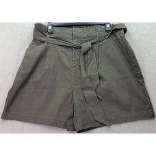 INC International Concepts Shorts Womens Size XL Olive Linen Mid Rise Drawstring