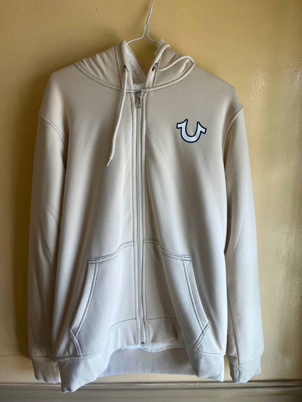 True Religion Cream Zip Up Hoodie
