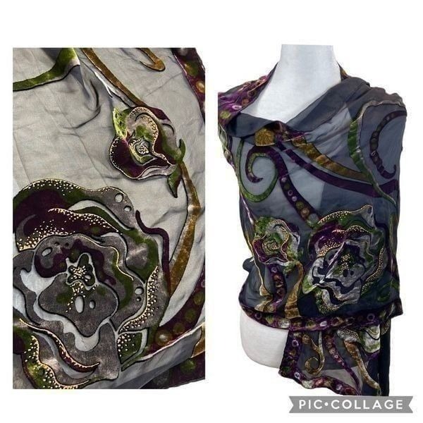 Mascara Brand Silk Blend Floral Velour Scarf Large