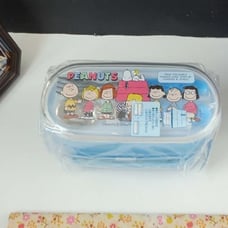 Sanrio Peanuts Charlie Brown Snoopy Lunch Box Container w/ Fork Spoon Set Japan