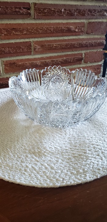 Antique Scalloped Crystal Cut Glass 8 Bowl