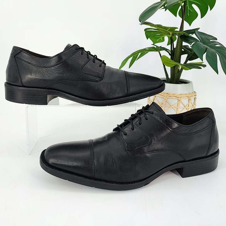 Johnston & Murphy Men's Black Leather Oxford Shoes Size 10