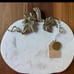 Marble Pumpkin Serving Board Tray with Metal Stern Thanksgiving