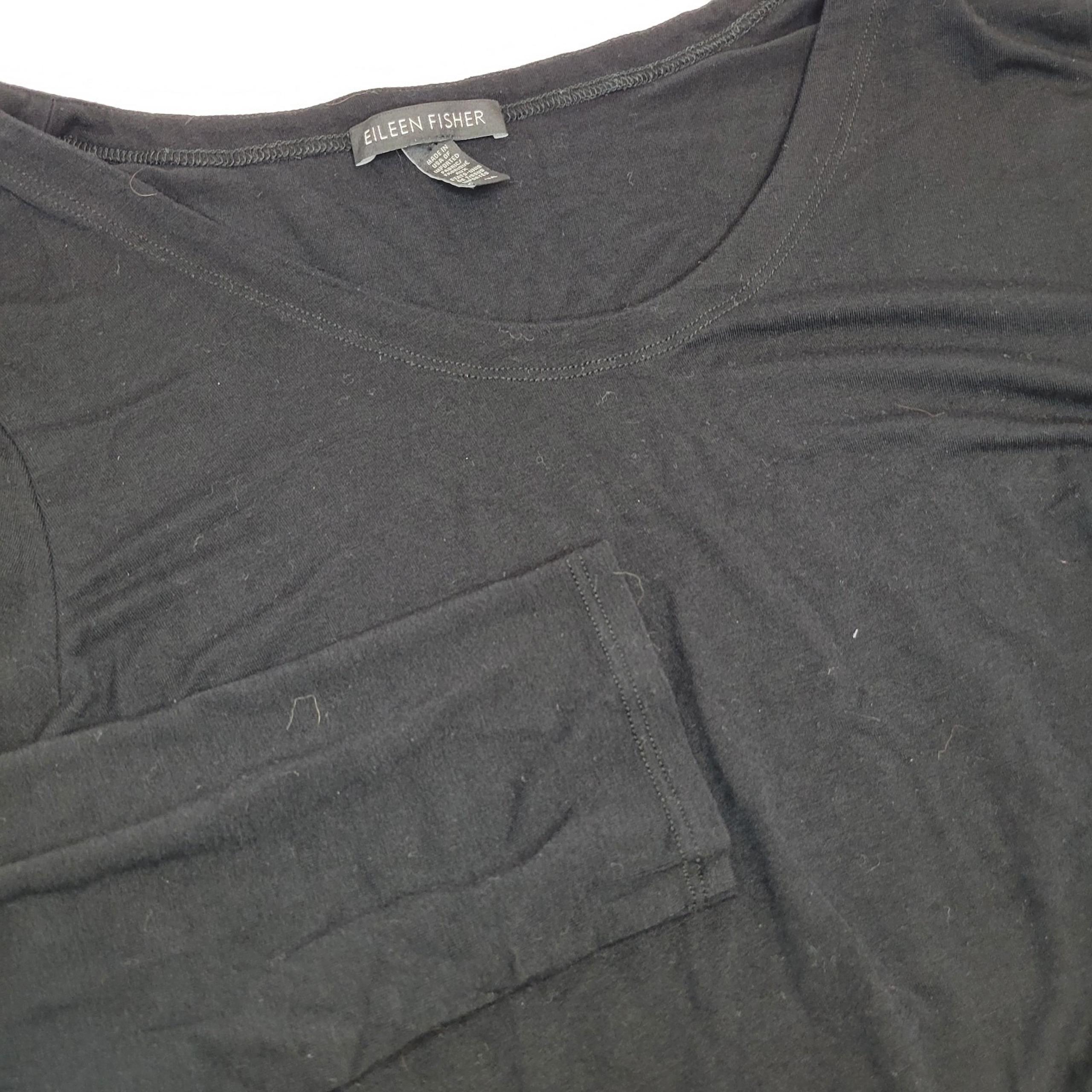 Eileen Fisher Viscose Jersey T-Shirt Dress Women's Medium Long Sleeve Black