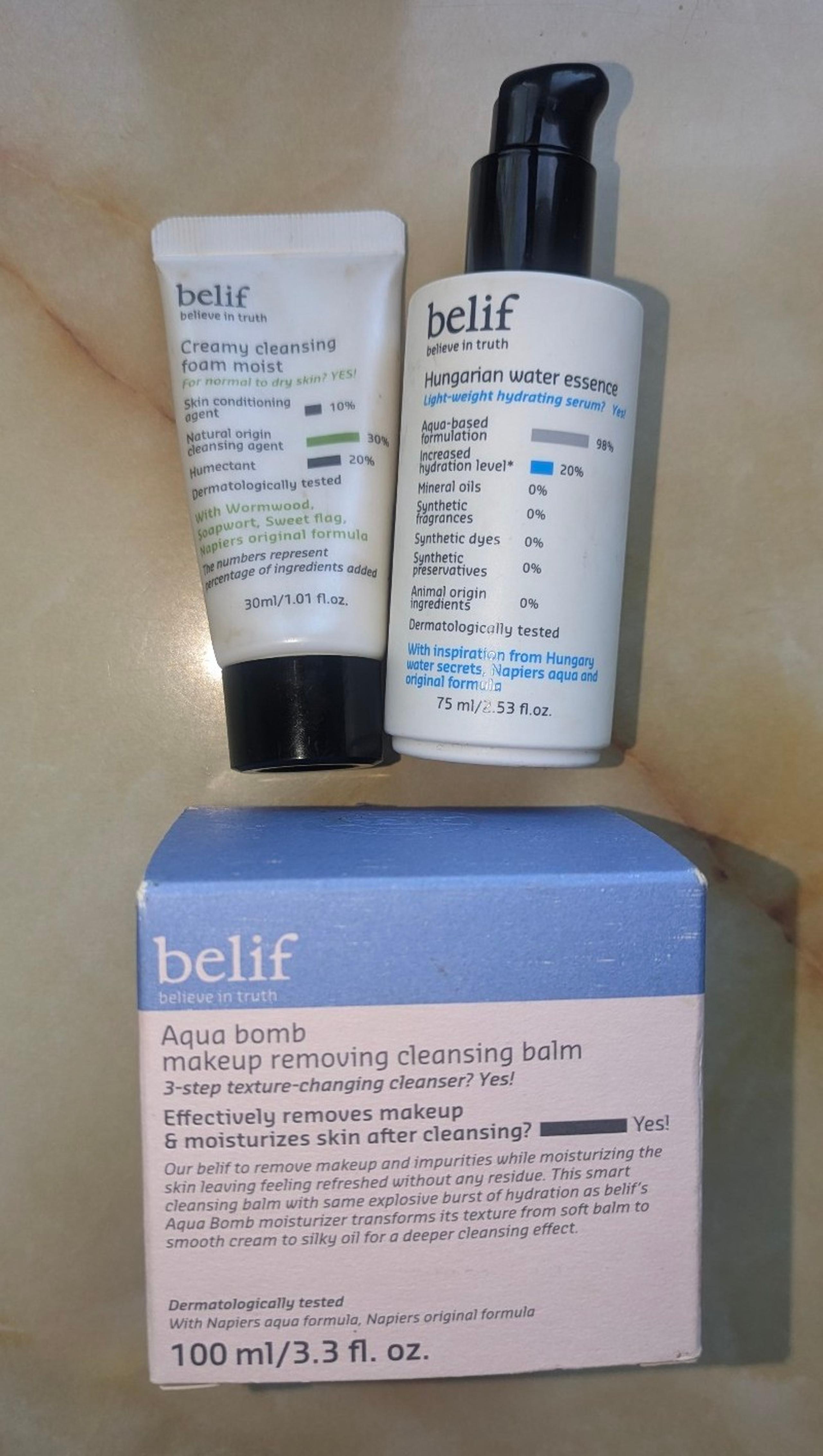 Belif Skincare BUNDLE Face Wash, Serum, and Cleansing Balm