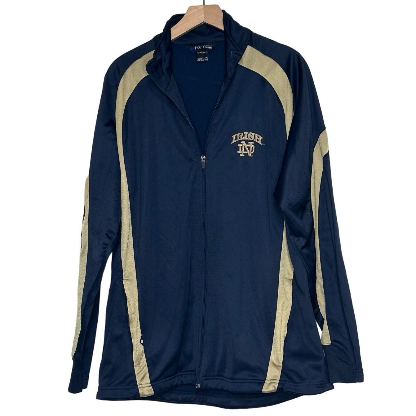 Holloway Norte Dame IRISH blue & gold performance fully zip jacket men's L