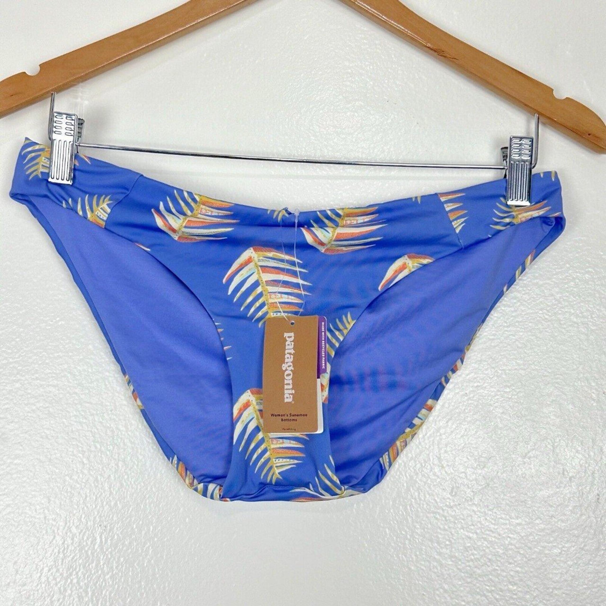 NWT Patagonia Sunamee Palms of My Heart Light Violet Blue Bikini Bottoms Size M