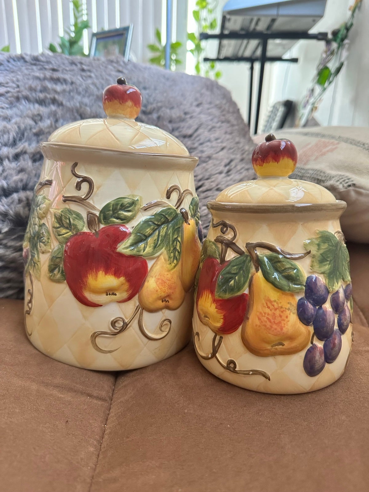 Tabletops Lifestyles Harlequin Fruit Ceramic Canister Set