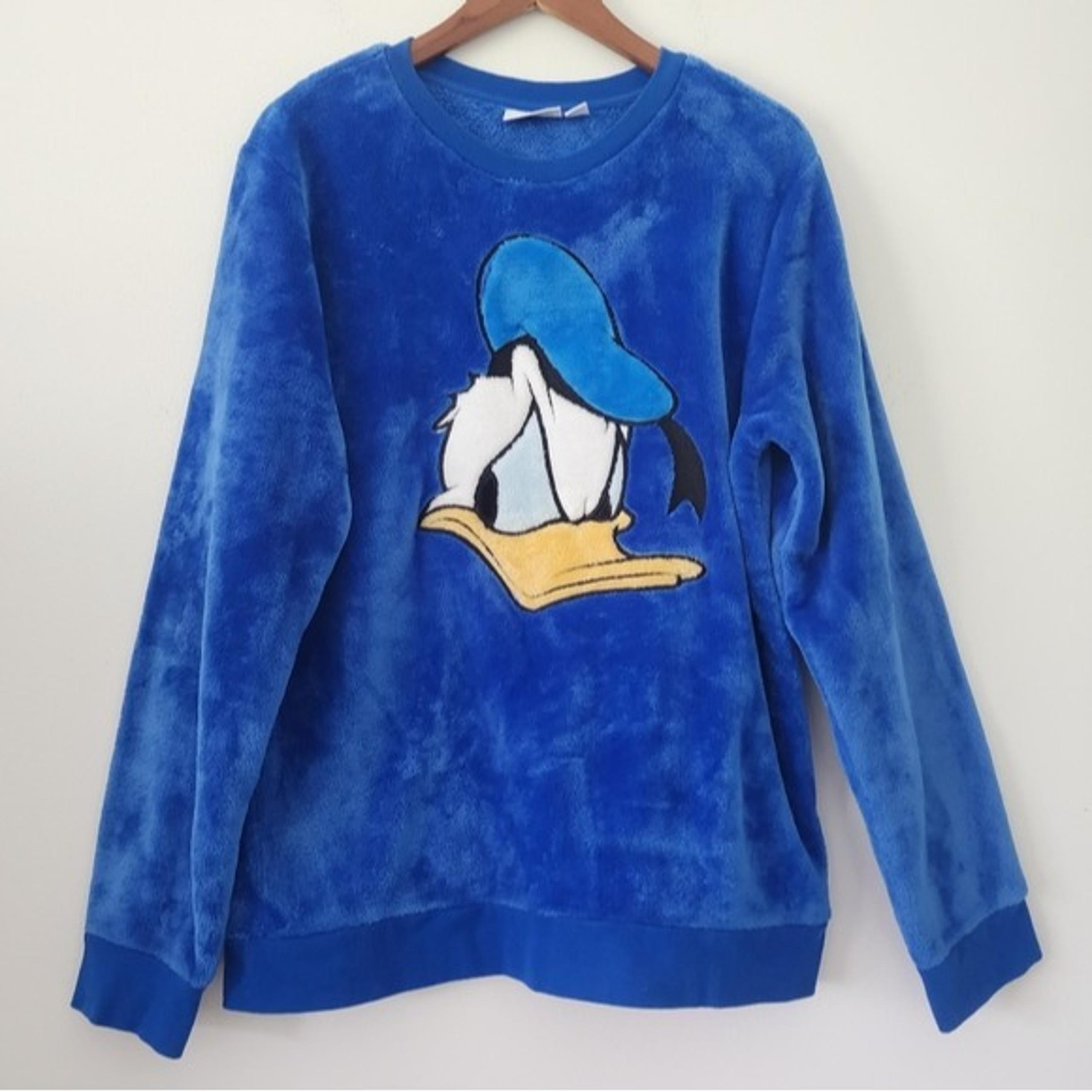 Disney Parks Donald Duck Plush Fleece Crewneck Sweatshirt Size Medium Unisex