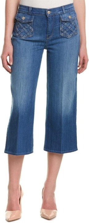7 For All Mankind Women's Lattice Pocket Culotte Jean In Authentic Washed Indigo