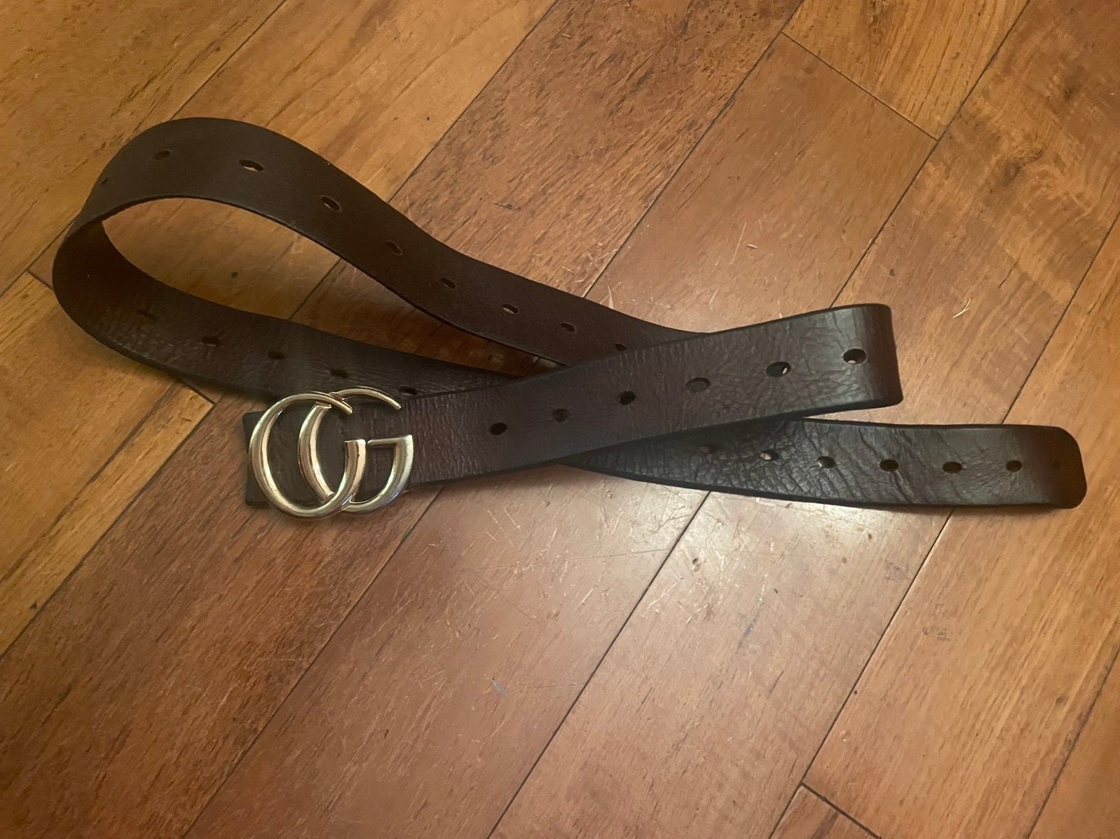 Gucci CG Logo Brown 44” Leather Belt