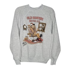Vintage 80s Old Hunters Never Die Funny Graphic Crewneck Sweatshirt Size Large