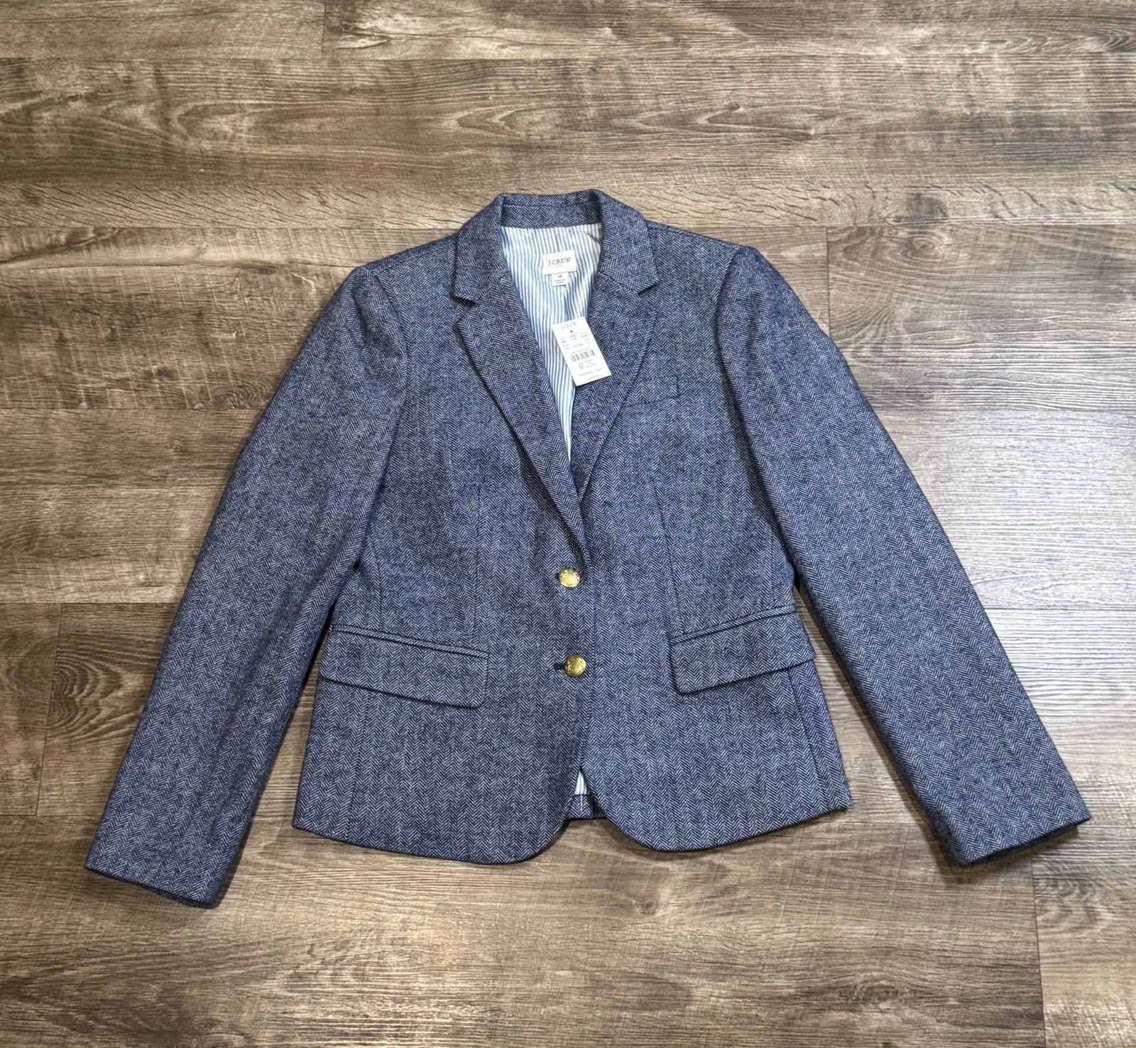 NWT J. Crew Herringbone wool-blend schoolboy blazer size 4