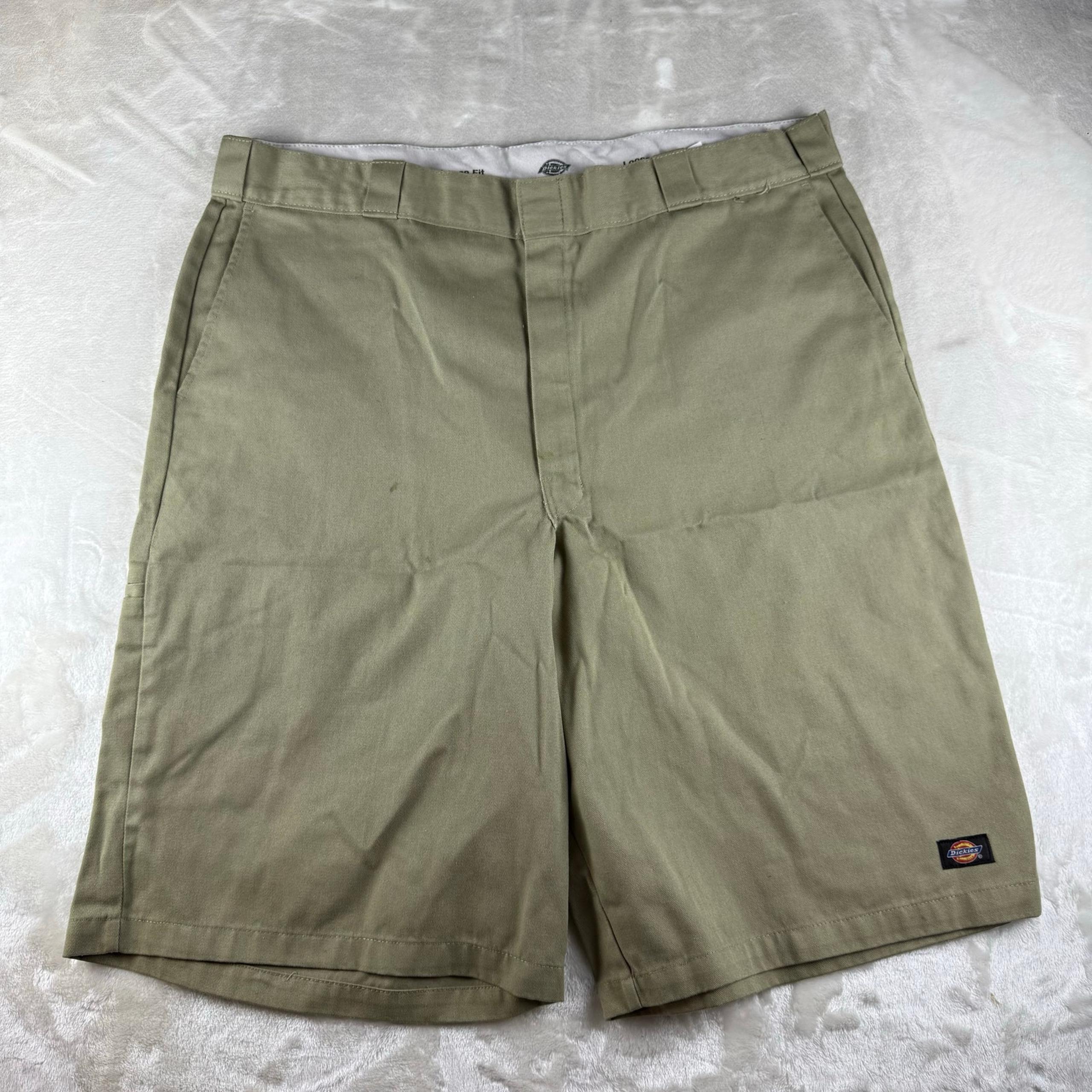Dickies Loose Fit Shorts Khaki Canvas Work Men's 42 Chino Y2K Long Baggy
