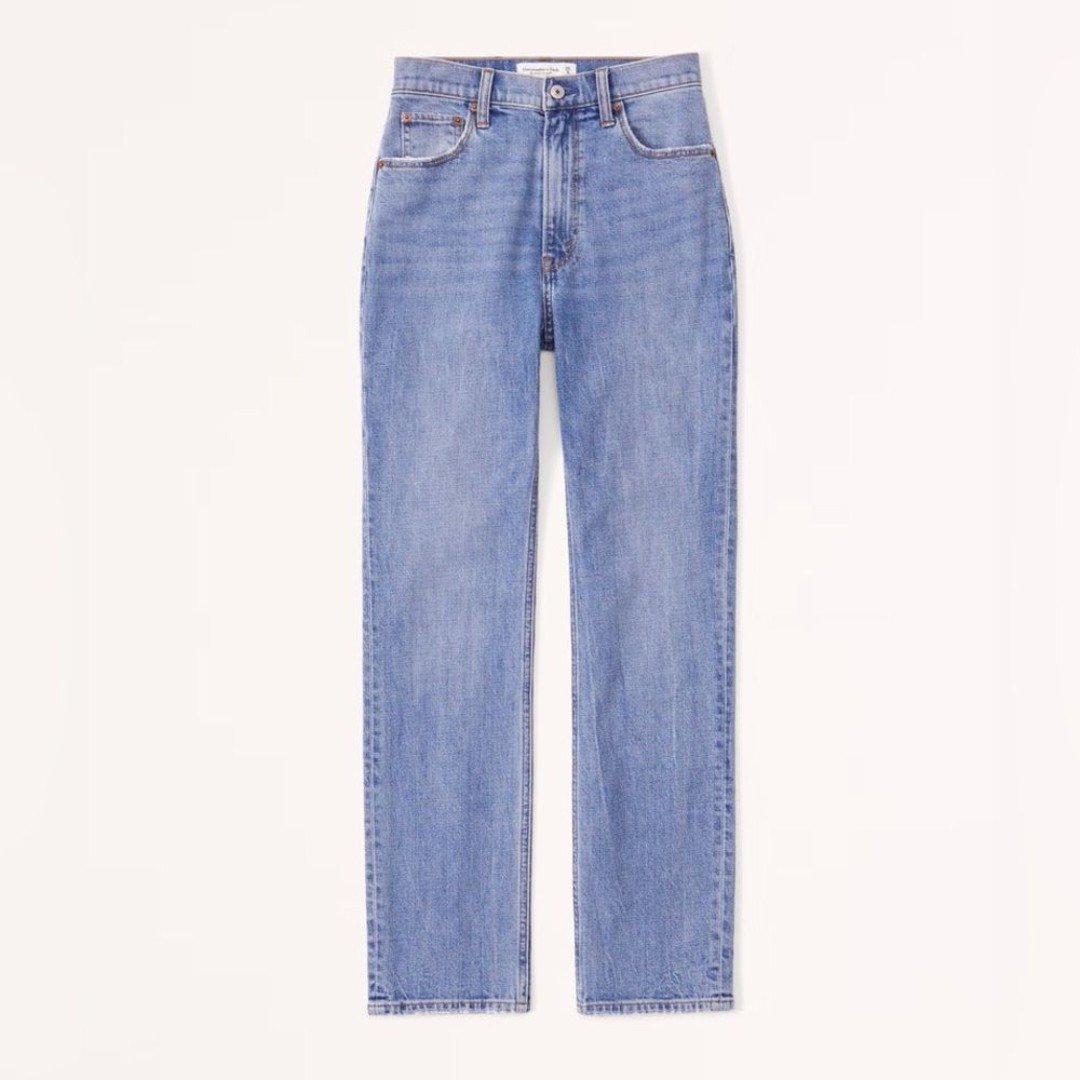 Abercrombie Women Curve Love Ultra High Rise Ankle Straight Jean Mediu Blue 30S