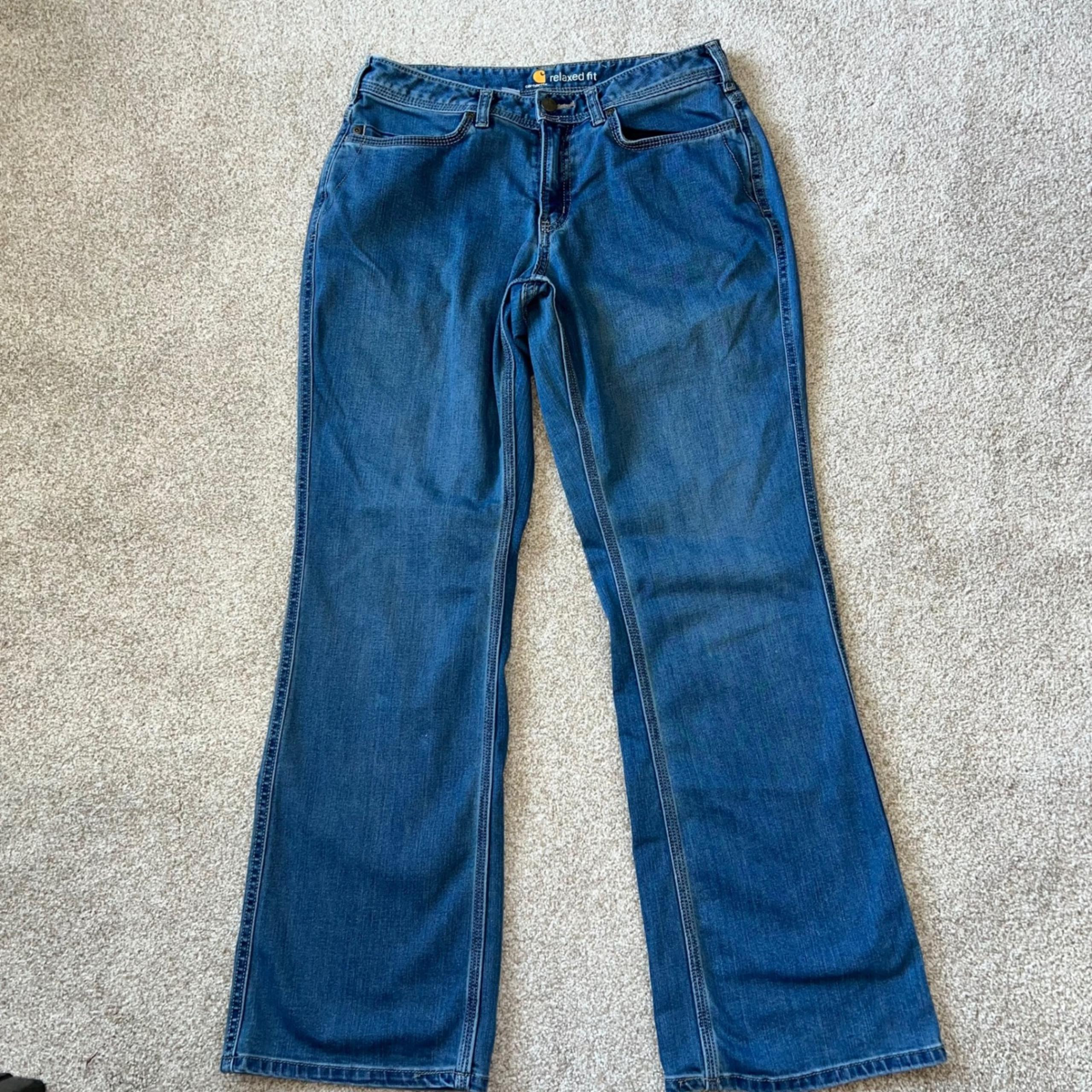 Carhartt Women's Relaxed Fit Bootcut Denim Jeans Medium Wash Size 8 Regular
