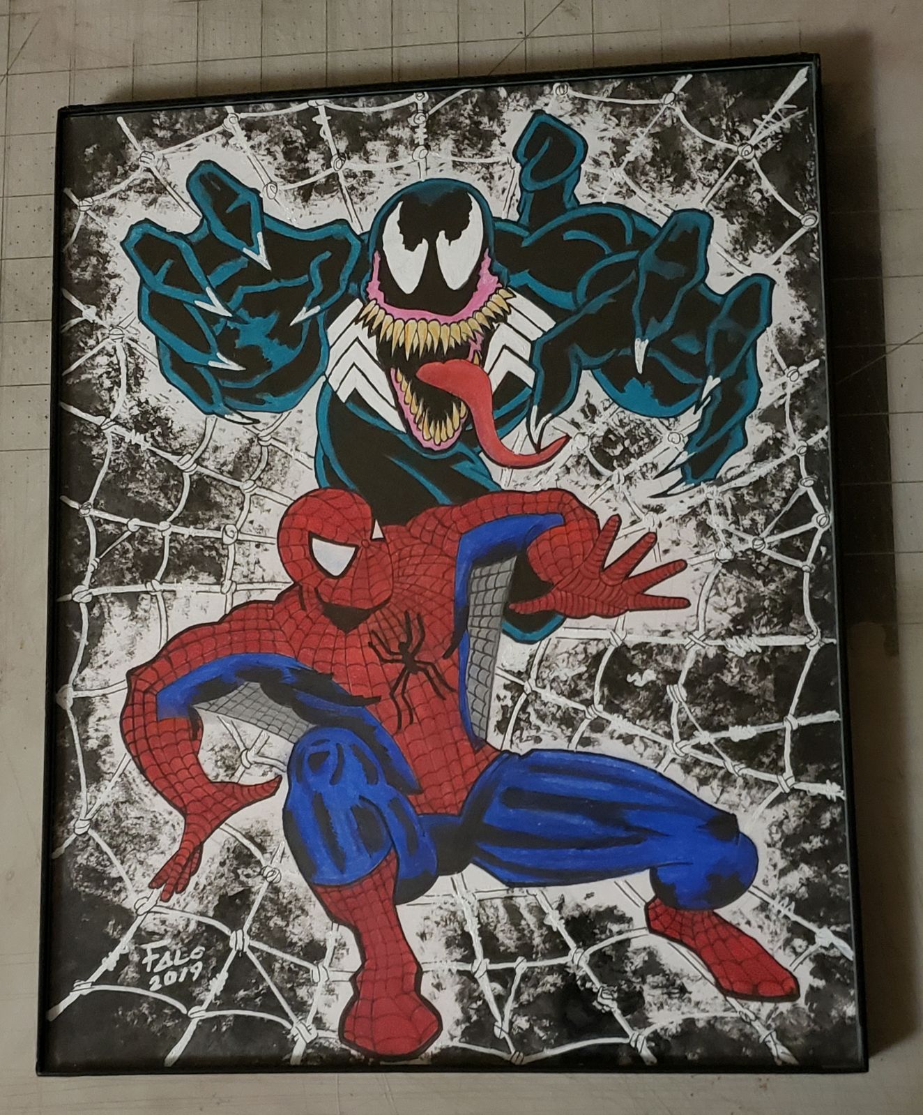 Spider-Man and Venom painting