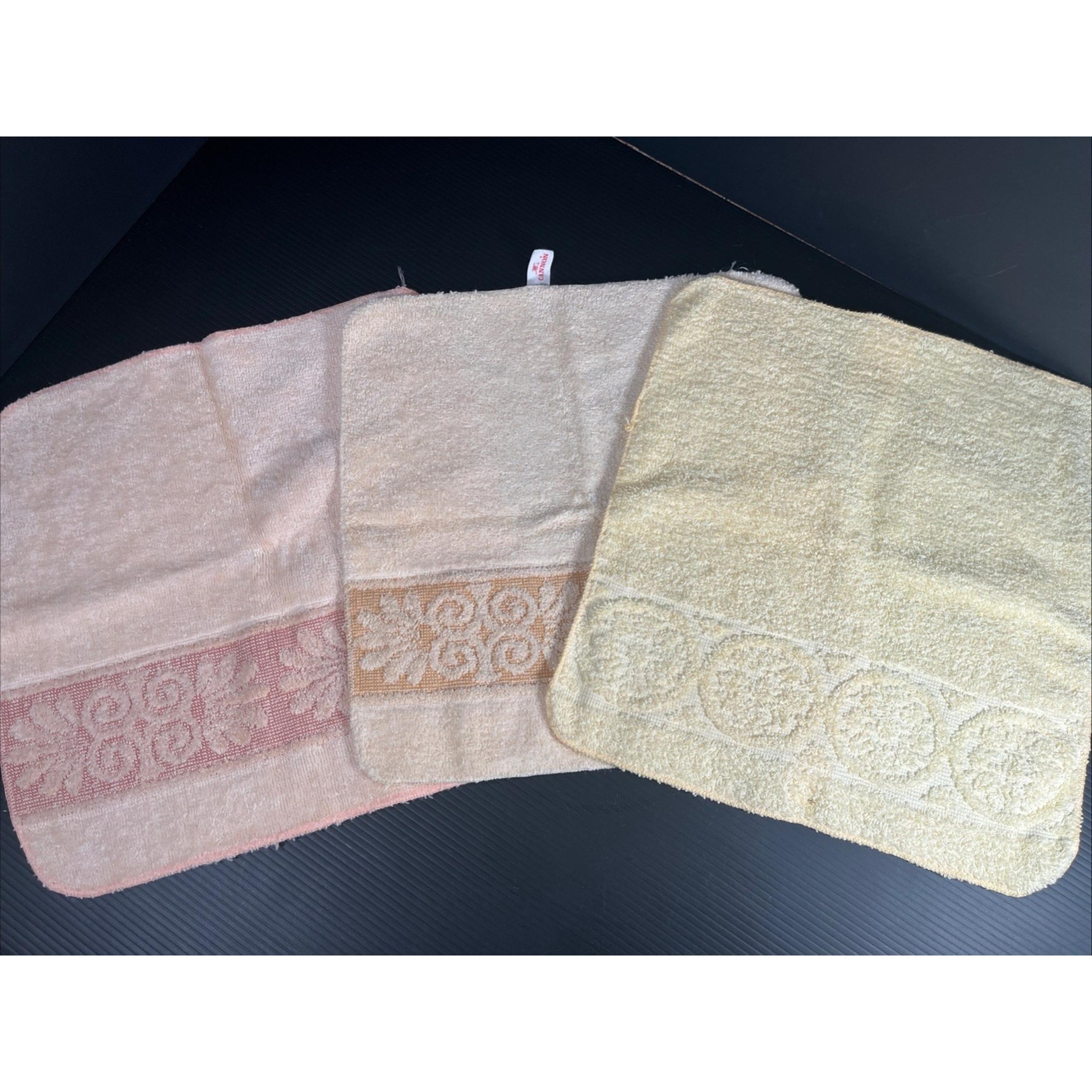 VTG Cannon Monticello & Tastemaker Washcloth Sculpted Coral Peach Yellow