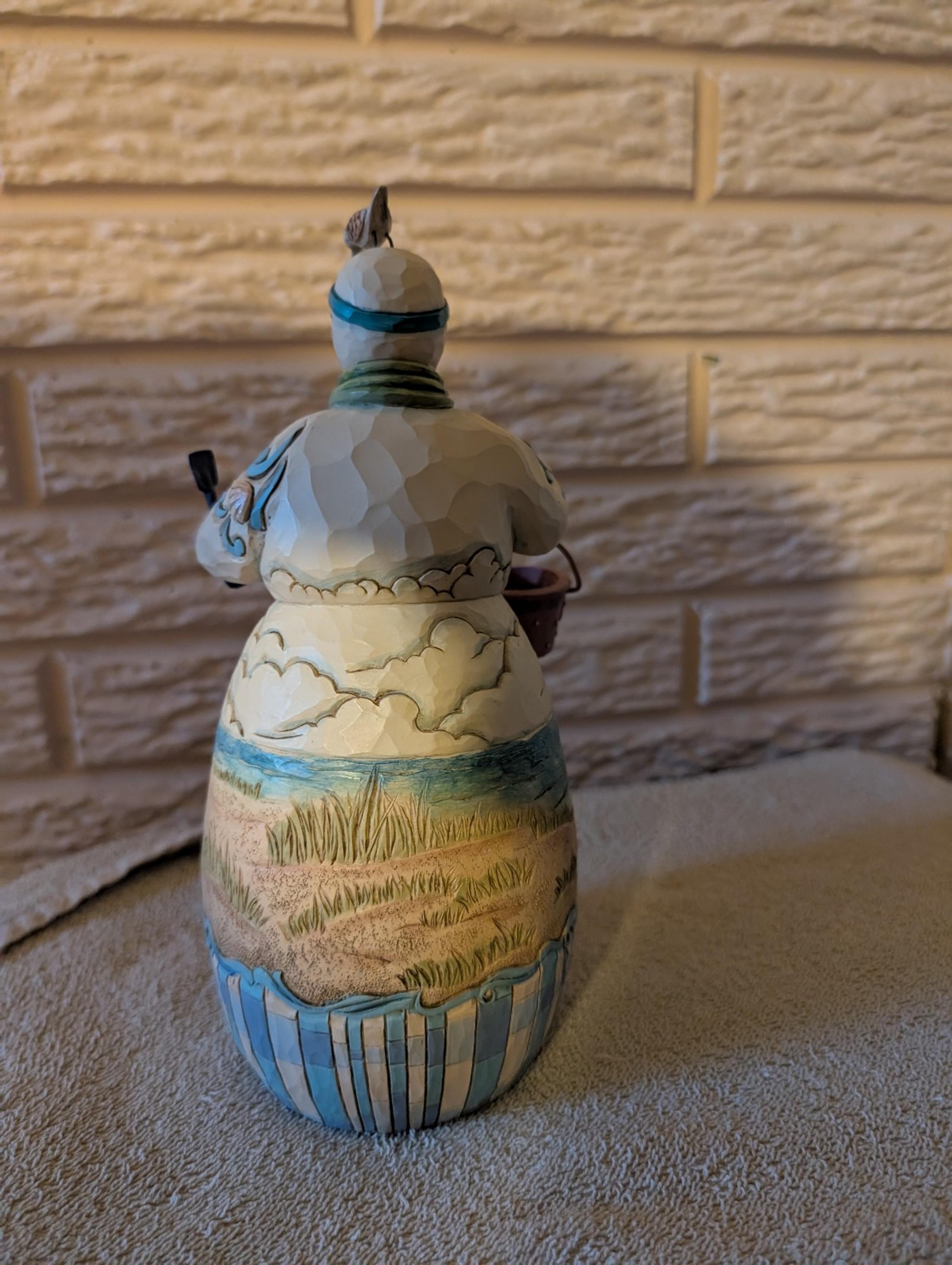 Jim Shore Coastal Snowman With Bucket & Shovel "Snow Is For The Birds" 6001526