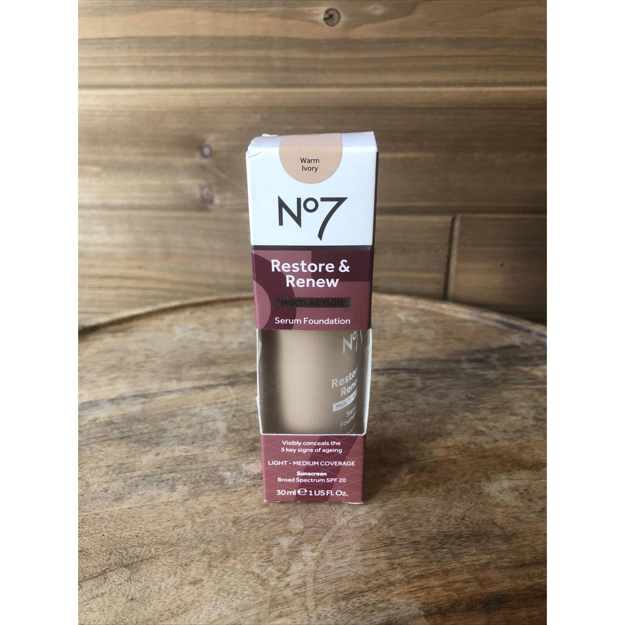 No. 7 Restore and Renew Serum Foundation Warm Ivory 1 oz Exp 24 *READ*