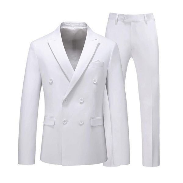 Men’s Mogu White 2piece Suit Double Breasted SlimFit Size 30 Blazer 29 Pants NWT