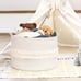 Woven Storage Basket, Large White Boho Decorative Basket for Home Decor