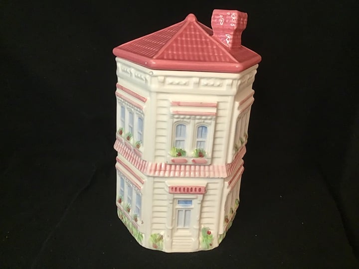 Vintage Genuine Weiss Victorian House With Tree Cookie Jar * Brazil * 10” x 6”