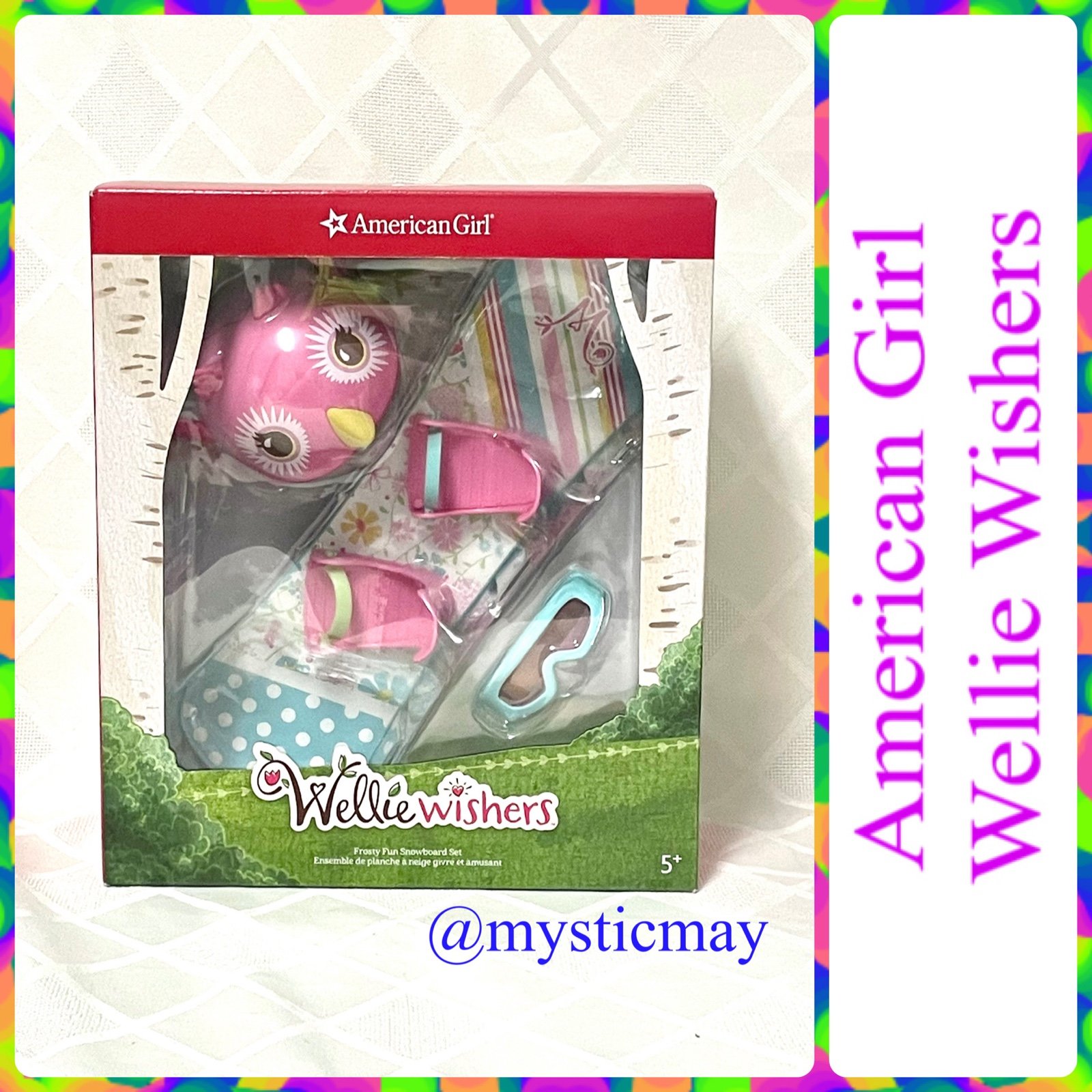 New WELLIE WISHERS Frosty Fun Snowboard Googles & Helmet Set American Girl Dolls