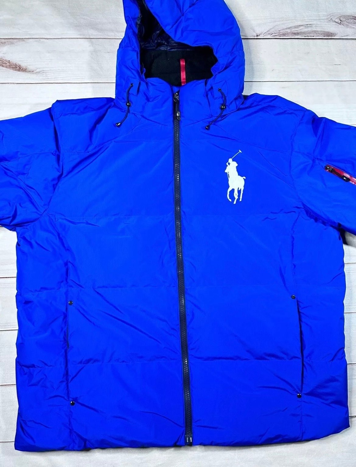 Polo Ralph Lauren Mens Big&Tall Coat Royal Blue 3XLT Big Pony Hooded Down Jacket