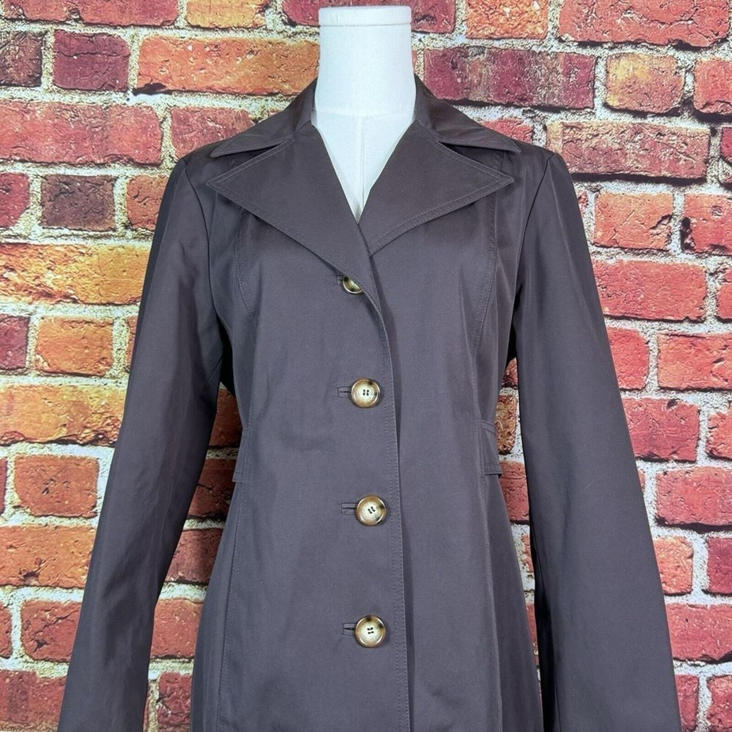 Michael Kors Womens Four Button Front Belted Trench Coat Brown Size Medium