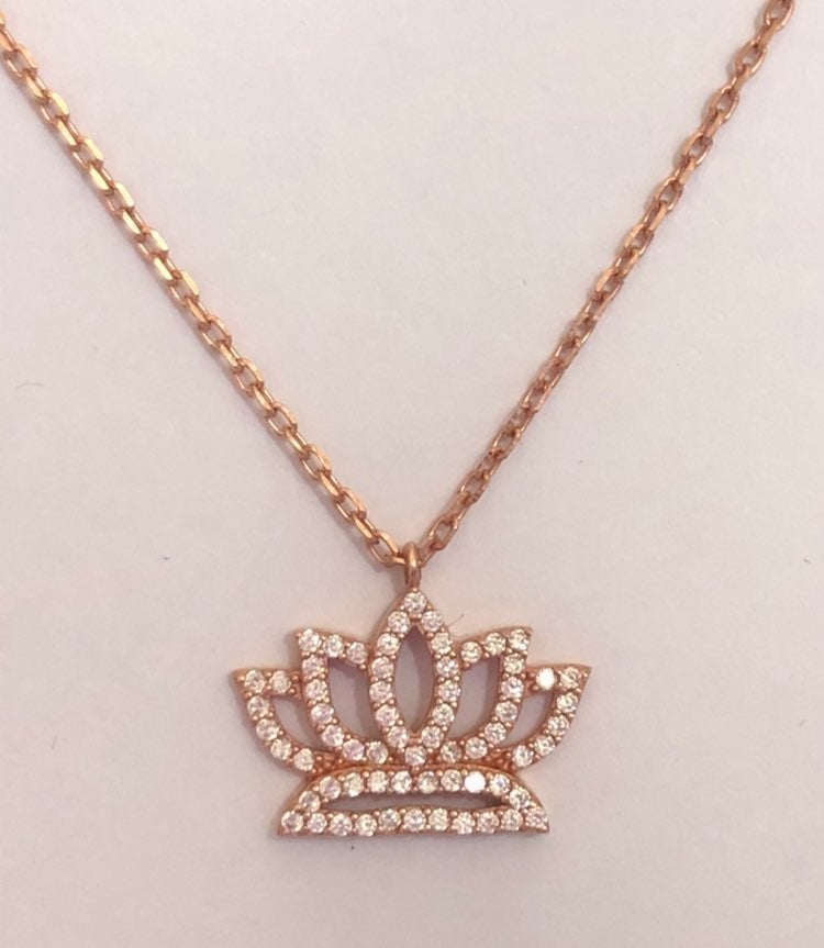 Lotus flower rose gold plated necklace