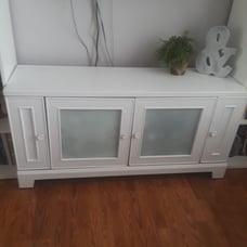 Wood TV stand in White 55inches wide