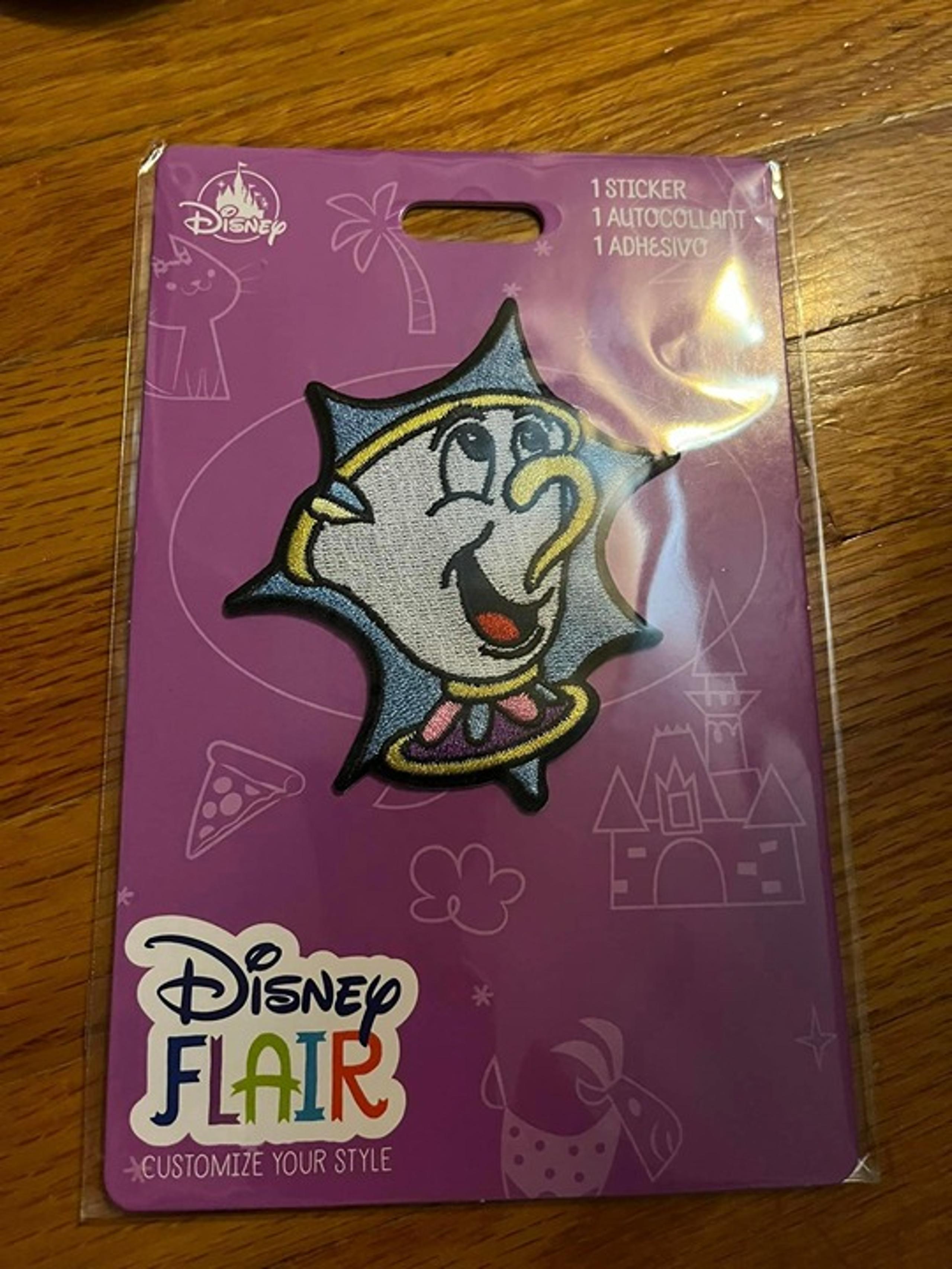 Disney Parks Flair Fabric Sticker: Beauty & The Beast "Chip" Adhesive patch