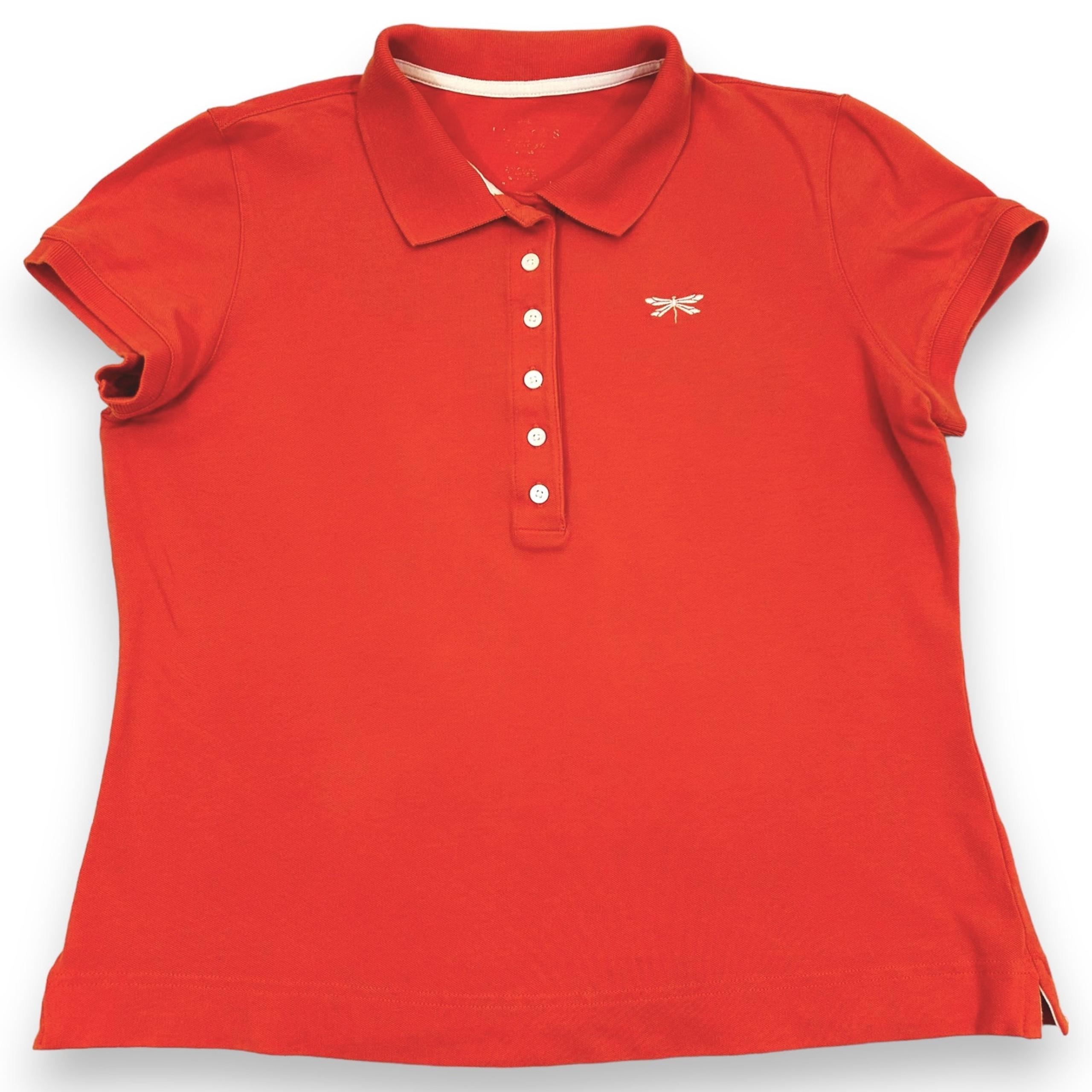 Talbots Womens Small Polo Shirt Dragonfly 6 Button Placket Cotton Blend