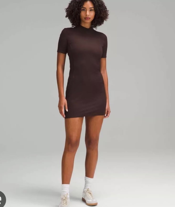 Lululemon All Aligned Ribbed Short-Sleeve Dress Espresso / Size 8, nwt