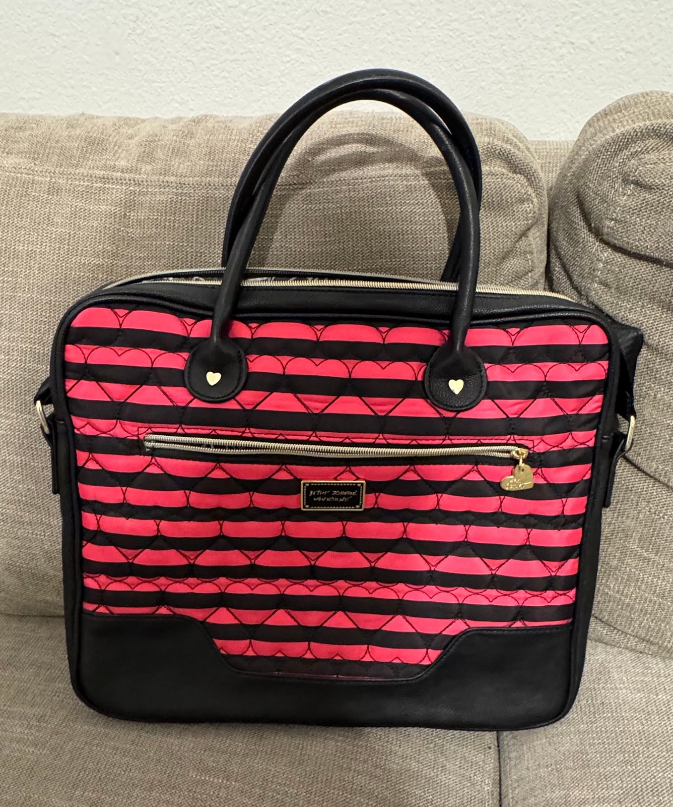 Betsey Johnson Laptop bag pink and black