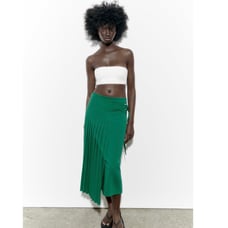 NWT Zara Woman Pleated Belted LIMITED EDITION Green Skirt Bloggers Fav Size XS
