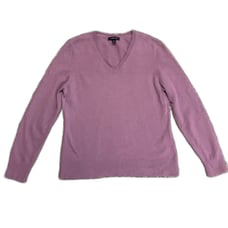 Lands’ End Soft Mulberry Purple 100% Cashmere V-Neck Long Sleeve Sweater Size LP