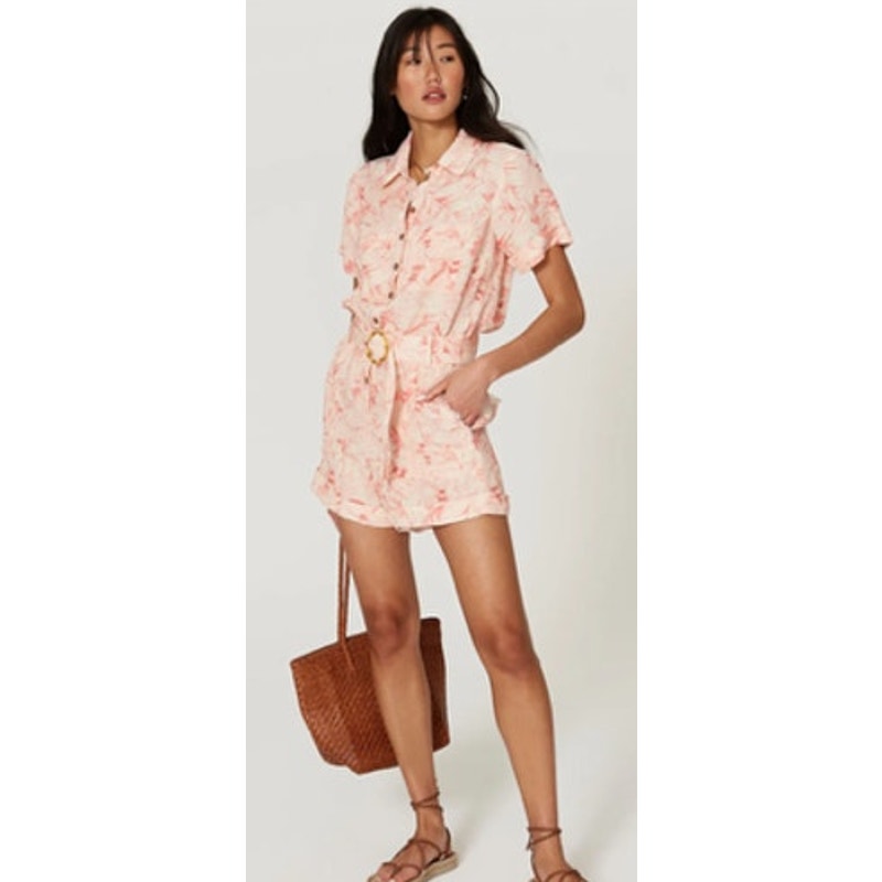 Show Me Your MuMu Bexley Tropical Linen Blend Romper M