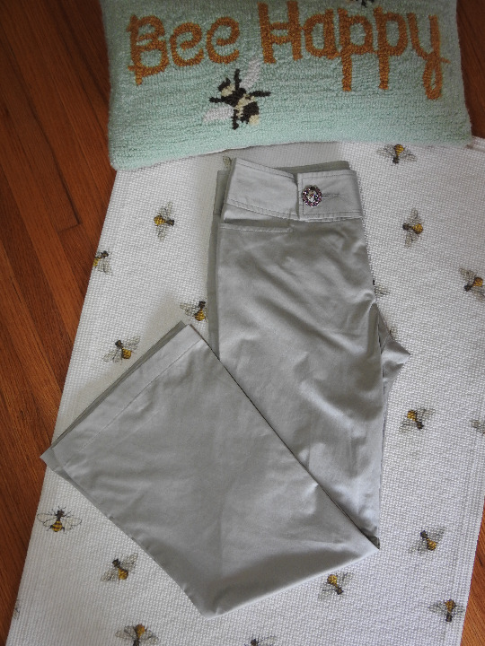 Nanette Lepore Tan Pants with Pink Jewel Button, Sz 4