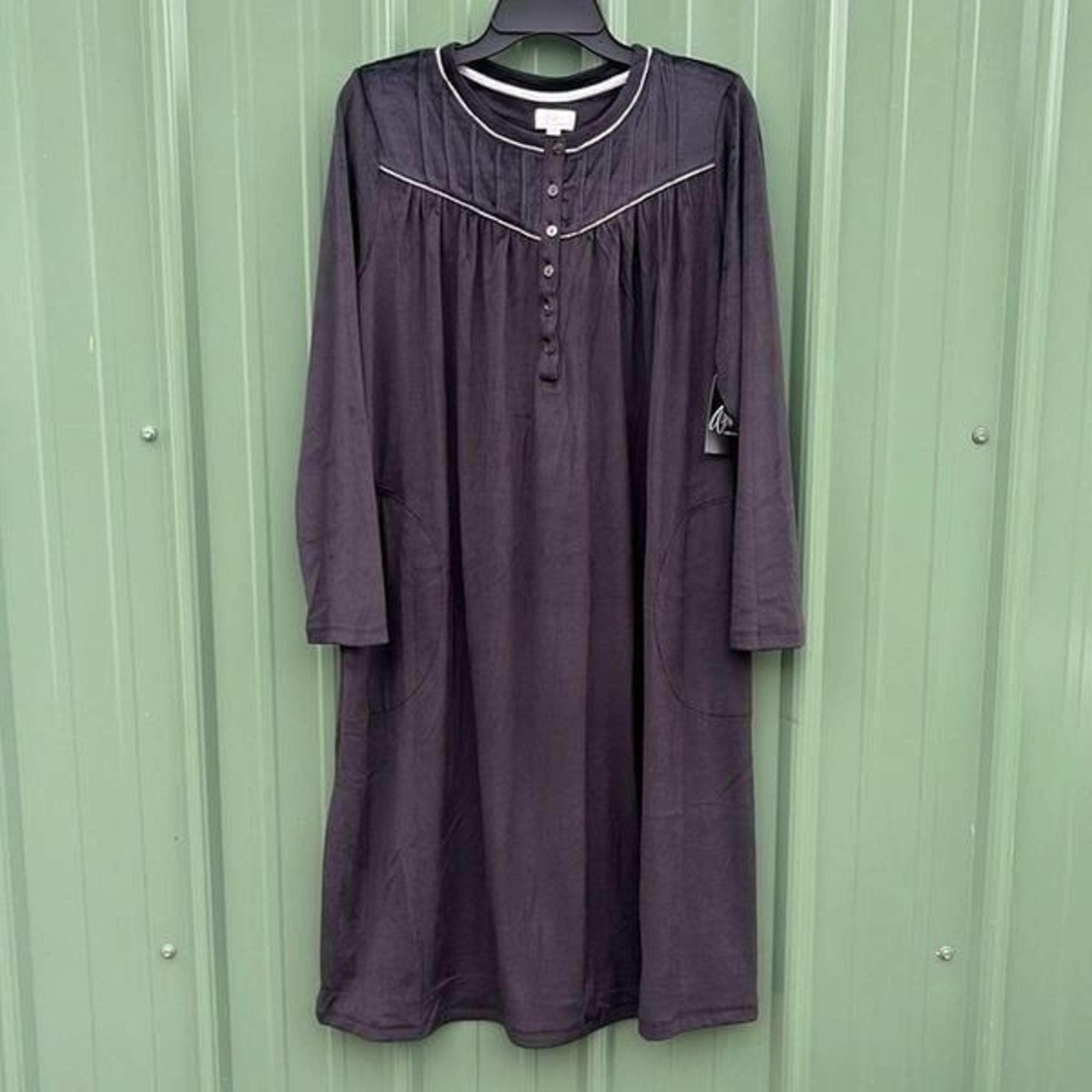 Women’s Knit Velour Long Sleeve Ballet Nightgown Pajama Lounge Size M
