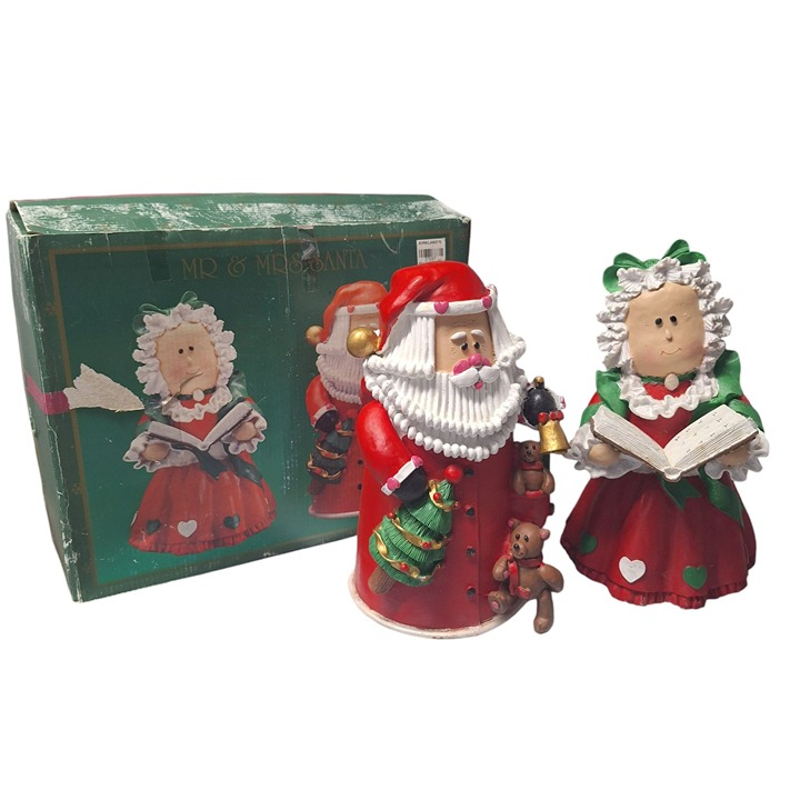 Mrs Santa Claus Christmas Statue Set Holiday Decor Vintage Kirklands Noel