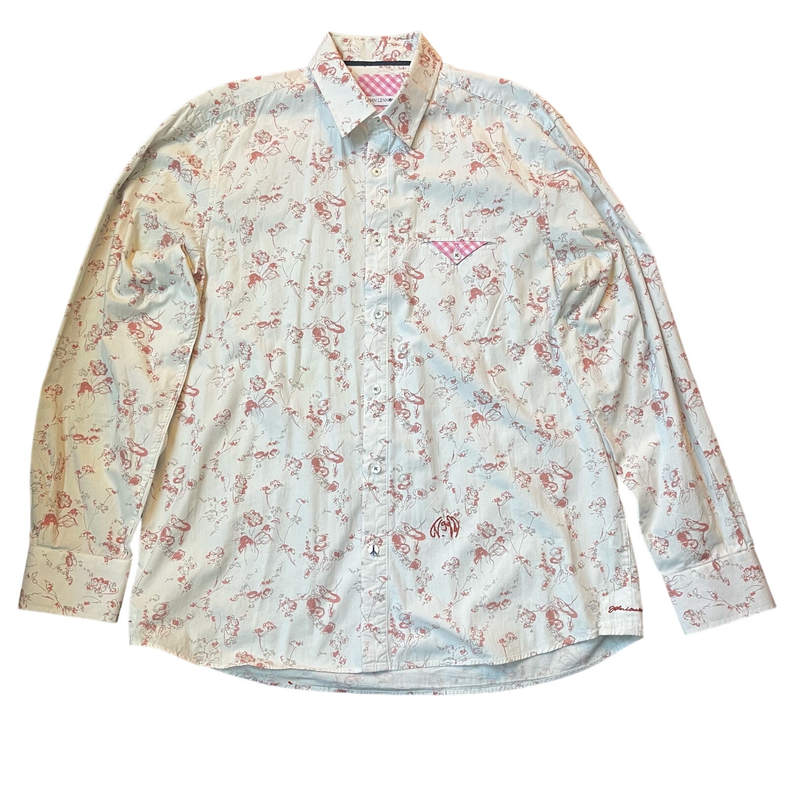 John Lennon The Beatles Men’s XL Floral Long Sleeve Button Down Dress Shirt